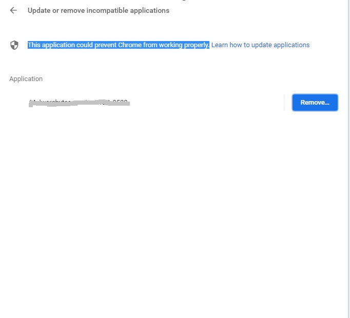 Chrome browser error