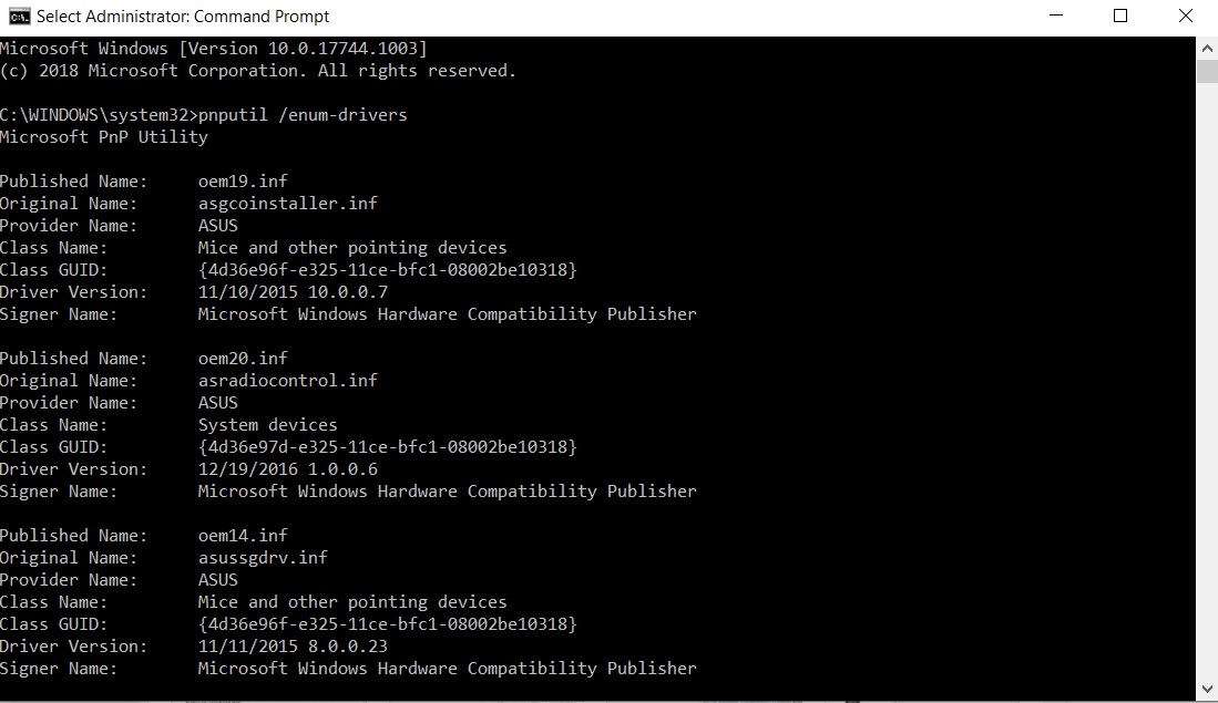Command Prompt Drivers