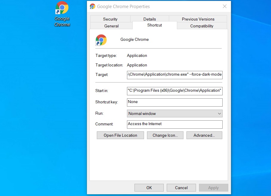 Chrome 74 dark mode
