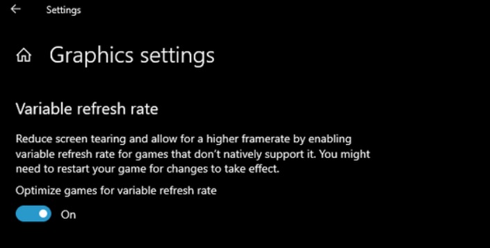 VRR in Windows 10