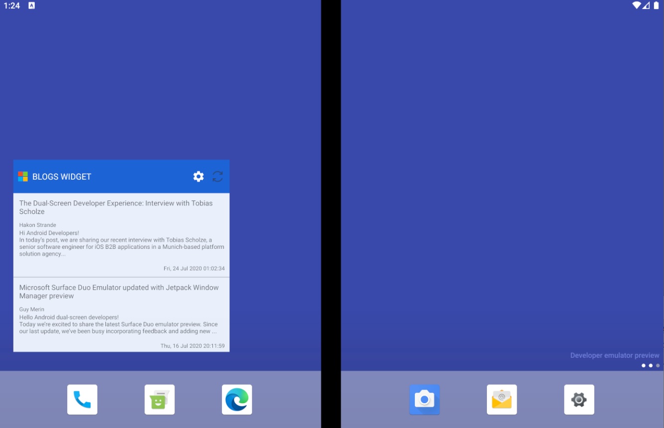 Surface Duo widgets