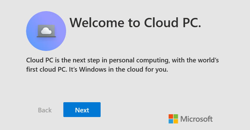 Cloud PC welcome