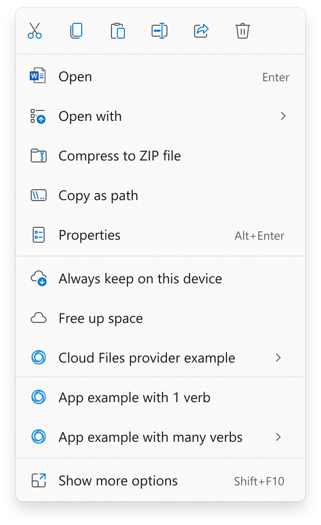 Context menu in Windows 11