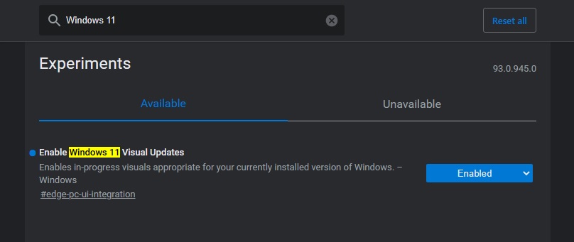 Edge flag for Windows 11