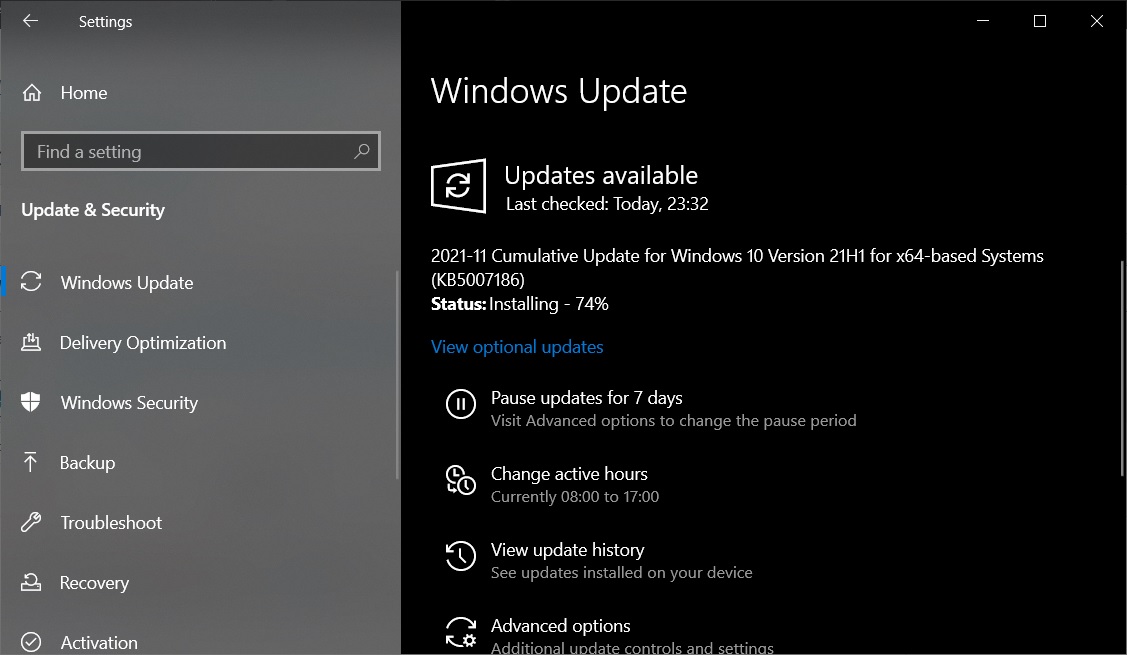 KB5007186 Windows Update