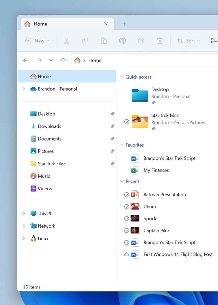 File Explorer sidebar