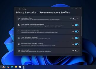 Windows 11 Settings will let you easily manage Recommendation & Offers